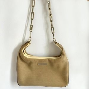 Authentic NeoFuturistic White and Beige Gucci Chain Link Purse